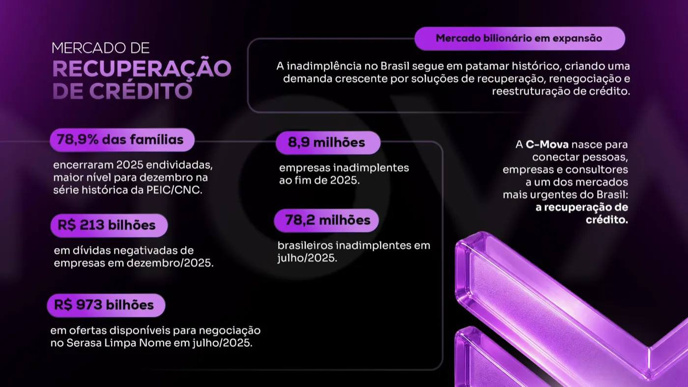 Página sobre o mercado de recuperação de crédito, com dados de inadimplência
